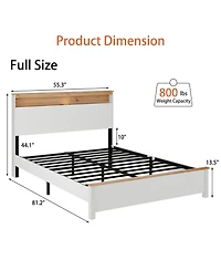 Streamdale Furniture Wooden Bed Stand with Charging Station Headboard
