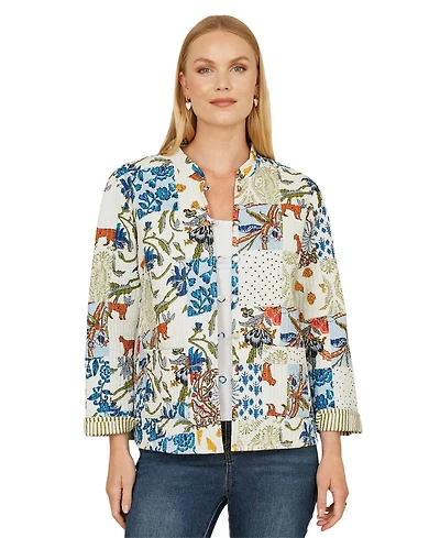Yumi Women's Indian Patchwork Reversible Jacket