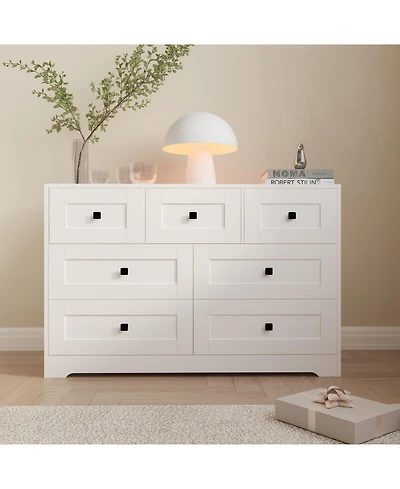 Streamdale Chest Of Drawer with 7 drawers white color farm door