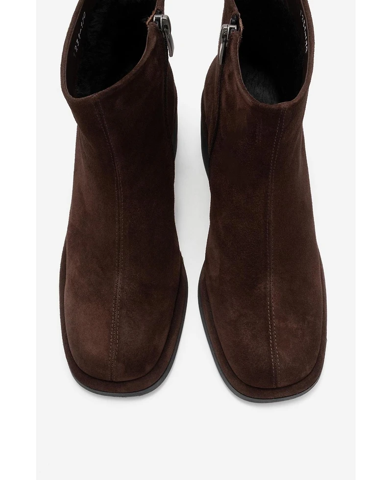 Forever & Always Women's Shoes Junae Leather Block Heel Boot (Women)