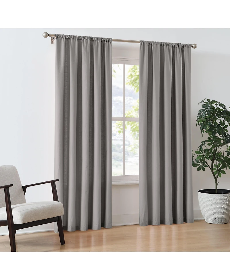 Brooklyn Loom 100% Cotton 200 Thread Count Percale Drape Pair 2 Piece Window Curtain