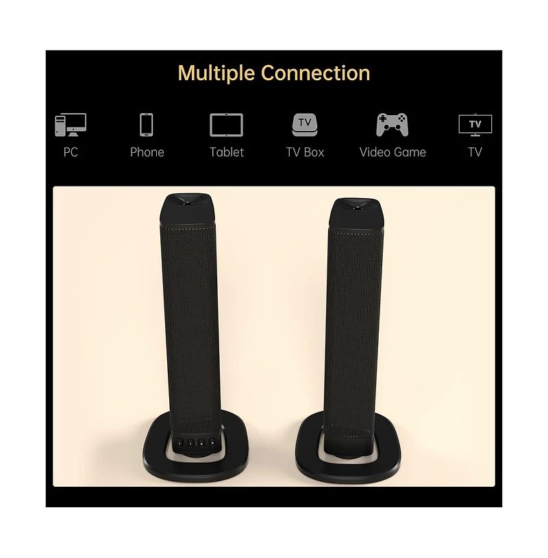 Artudatech 20W Detachable Sound Bar with Bluetooth 4.0, Converts to Dual Speakers for Immersive Audio