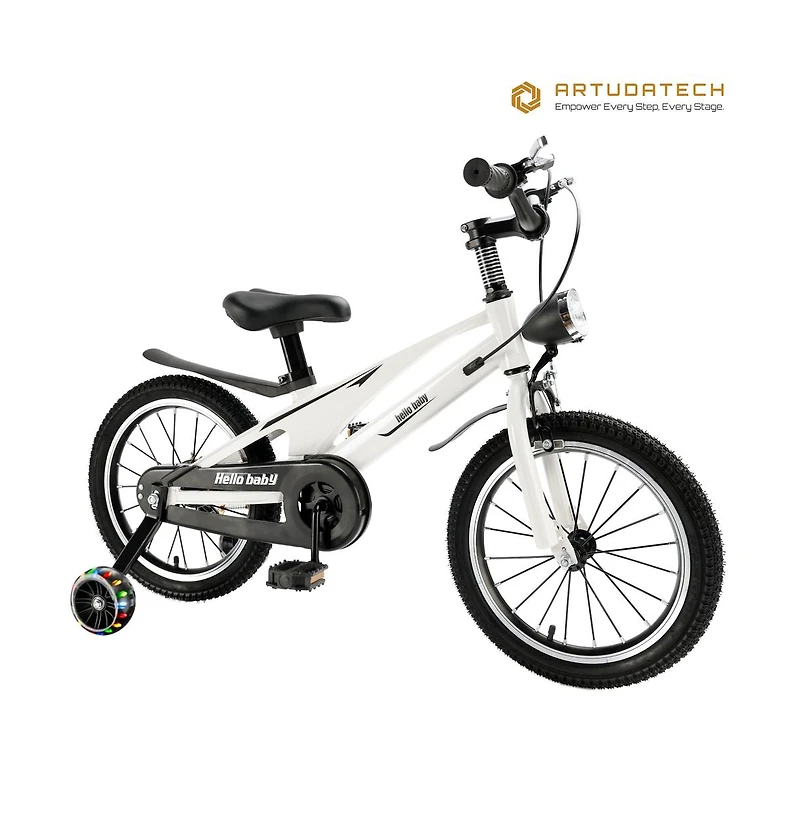 Artudatech 16-Inch Lightweight Kids Bike with Magnesium Alloy Frame, Training Wheels & Dual Brakes