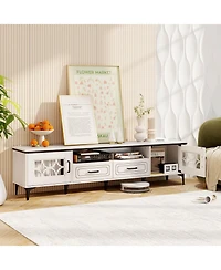 Costway 71" Tv Stand for TVs up to 80" with Open Compartment Side Cabinets & Drawers