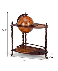 Costway Wood Globe Wine Bar Stand 34'' H 16th Century Italian Rack Liquor Bottle Shelf