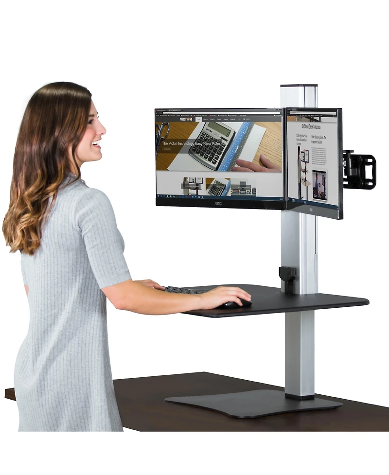 Victor High Rise Electric Dual Monitor Sit Stand Desk Converter