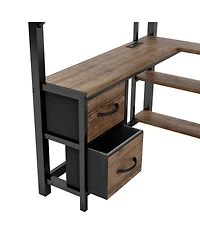 Streamdale Furniture Streamdale Full Size Loft Bed with Desk, Storage, Wardrobe & Drawers