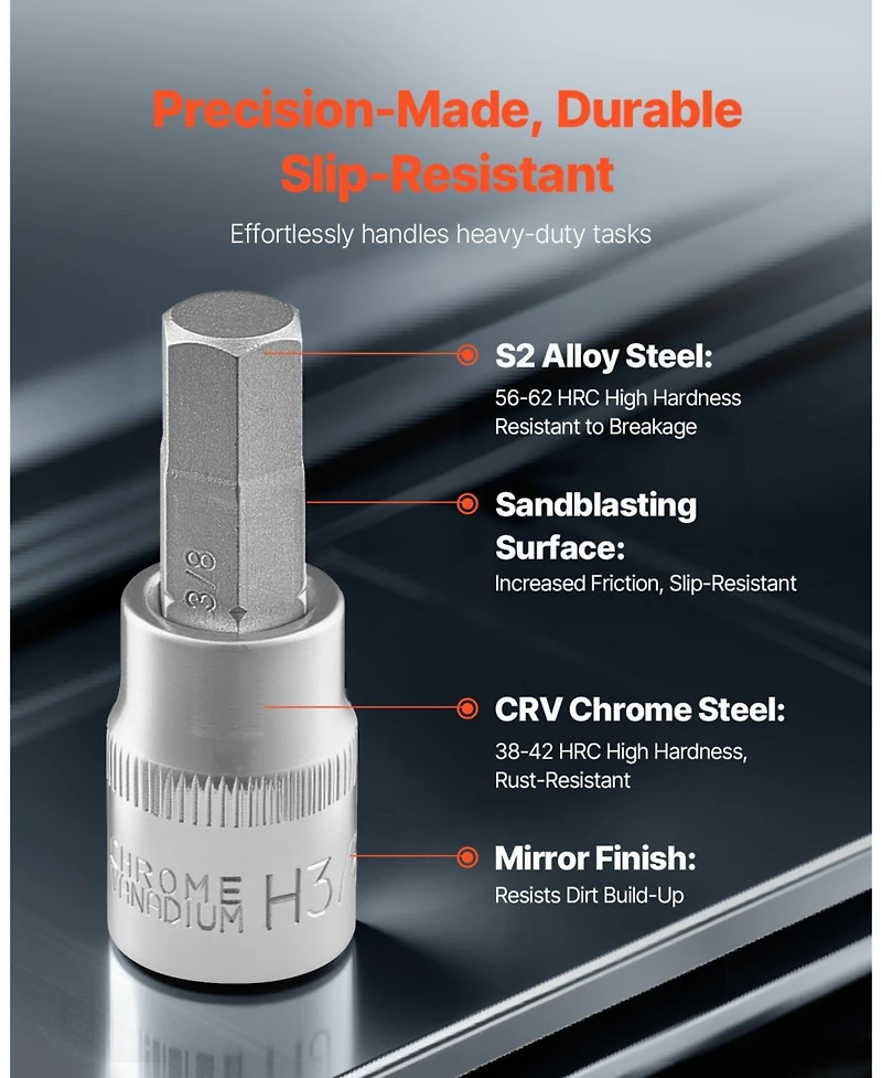 Sugfit 32-Piece Hex Bit Socket Set with Sae/Metric Sizes & Durable Storage Case