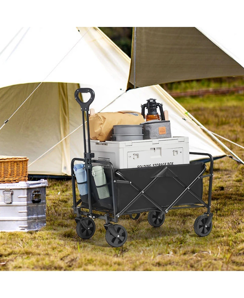 Sugift Compact Folding Wagon with All-Terrain Wheels & 220 lbs Capacity