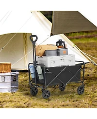 Sugift Compact Folding Wagon with All-Terrain Wheels & 220 lbs Capacity