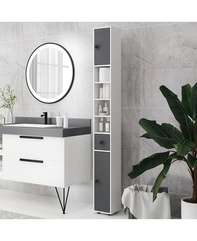 Kleankin Bathroom Storage Cabinet w/ Shelves, Toilet Paper Cabinet, White