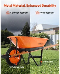 Sugift Traditional One-Wheel Wheelbarrow with 5 Cu.Ft Capacity