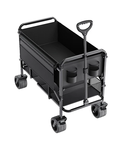 Sugift 400L Double Decker Collapsible Wagon with Extended Handle & 450 lb Weight Capacity