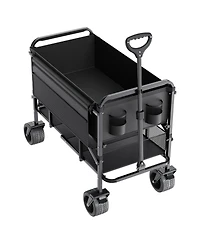 Sugift 400L Double Decker Collapsible Wagon with Extended Handle & 450 lb Weight Capacity