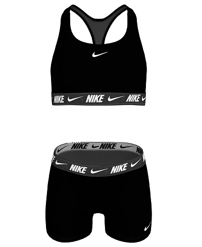Nike Girls' 7-16 Racerback Swim Bikini Top and Shorts, 2-Piece Set