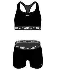 Nike Girls' 7-16 Racerback Swim Bikini Top and Shorts, 2-Piece Set