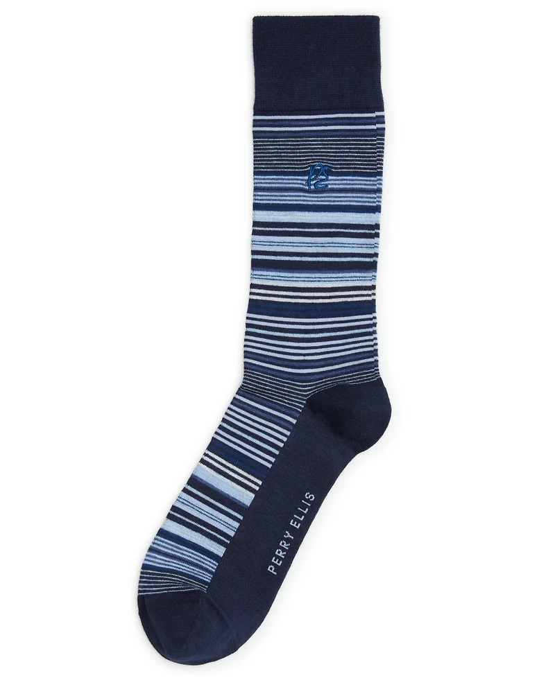 Perry Ellis Portfolio Men's Striped Crew Socks