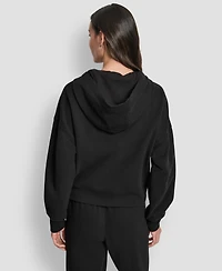 Dkny Women's Exploded Rhinestone Varsity Logo Full-Zip Hoodie