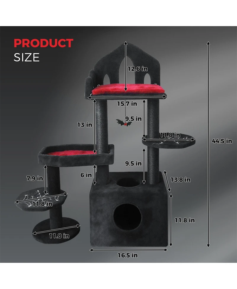 Aostirmotor Cat Tree with Scratching Posts, Perches, Hammock in Black