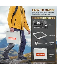 Propane or Butane Stove Dual Fuel Stove Portable Camping Stove with Carrying Case&Windblocker, 10,000 Btu Butane Propane Stove (Fuel Not Included)