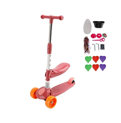 Bruce & Shark Foldable 3-Wheel Kids Scooter with Lean-to-Steer Balance, Lights & Music for Early Riding Fun