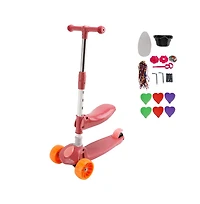 Bruce & Shark Foldable 3-Wheel Kids Scooter with Lean-to-Steer Balance, Lights & Music for Early Riding Fun