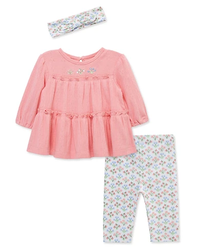 Little Me Baby Girls' Printed Tunic, Leggings and Headband, 3-Piece Set