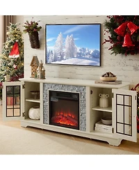 sumyeg 2-Door Storage Cabinet with Electric Fireplace Console