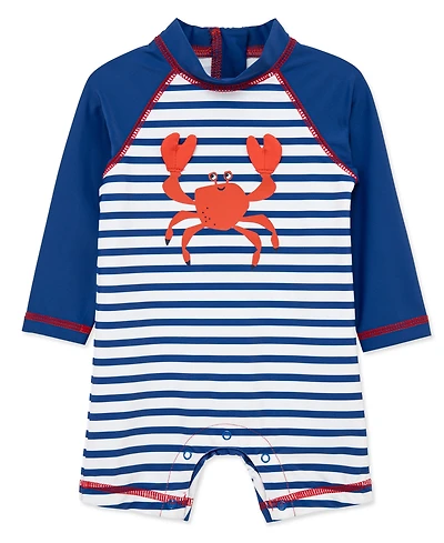 Little Me Baby Boys' Crab Print Long-Sleeve Rash Guard Suit