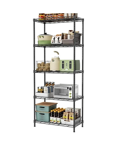 Lovmor 5-Tier 21 in W x 59 in H x 12 in D Height Adjustable Garage Wire Shelving Unit