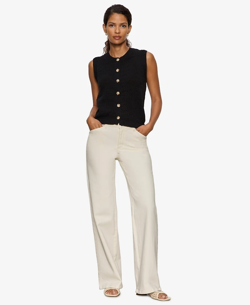 Sanctuary Women's Pointelle Shell Crew Neck Sweater