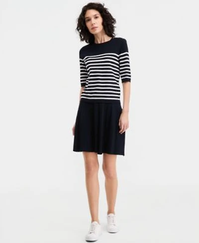 Nautica Half Sleeve Sweater Pleated Skirt