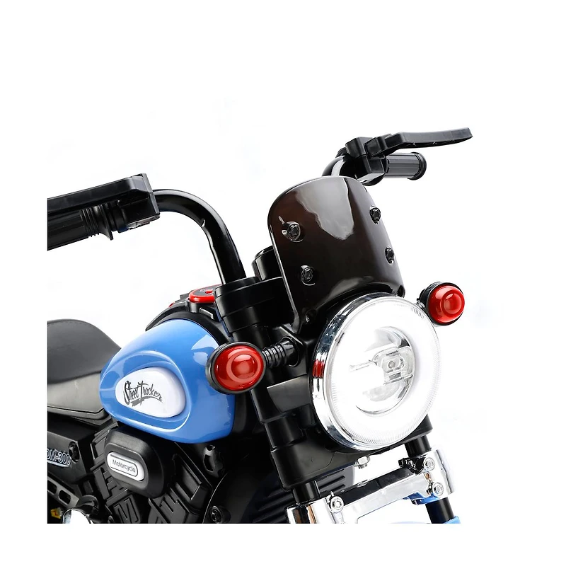 Bruce & Shark Dual 6V Kids Ride-On Motorcycle, 3-Wheel Toy with Forward/Reverse Sounds for Ages 1-5