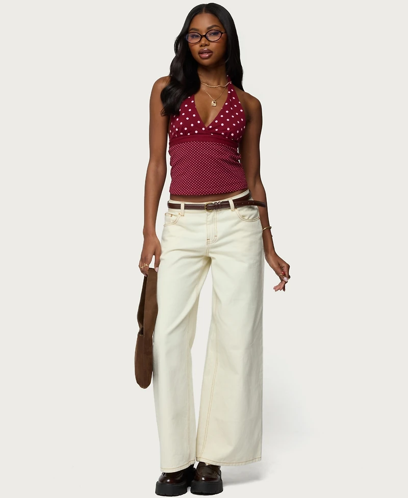 Edikted Women's Ginny Mixed Polka Dot Halter Top