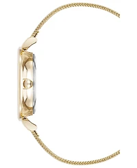 Anne Klein Women's Quartz Round Gold-Tone Stainless Steel Mesh Watch Set, 32mm