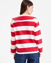 On 34th Women's Striped Interlock Knit Sailor Collar Top, Macy's Exclusive
