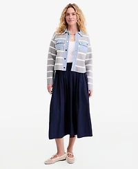 On 34th Women's Denim-Trim Striped Cardigan Jacket, Macy's Exclusive