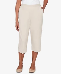 Alfred Dunner Petite Classic Solid Twill Button Hem Capri Pants
