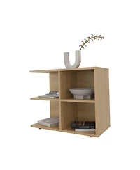 Fm Furniture Angus Side Table with Open Storage and 4 Shelves, Natural Oak
