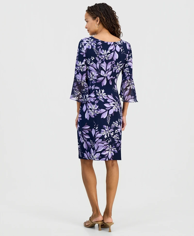 Connected Petite Printed Side Tab Sheath Dress