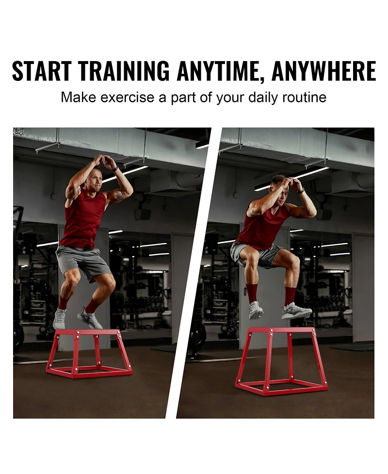 Sugift 12" Steel Plyo Jump Box Agility Training Platform Red