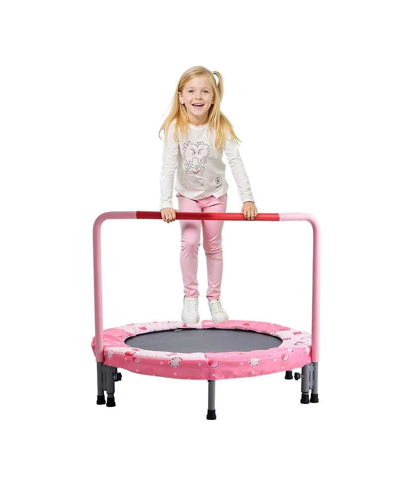 Sugift 36" Kids Trampoline Foldable Indoor Outdoor Mini Trampoline with Handle Red