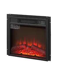 sumyeg 18" Electric Fireplace Insert Ultra-Thin Heater with Realistic Log & Flame Remote Control Included