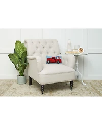 C&F Home Patriotic Retro Red Pickup Truck w/ Waving American Flag Hooked Small/Petite Accent Pillow