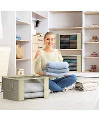 Sorbus Foldable Storage Bag Organizers, Large Clear Window & Carry Handles, Great for Clothes, Blankets and Closets