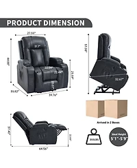 Maison Boucle Faux Leather Power Lift Recliner for Elderly with Massage & Heat, Infinite Position Chair Usb, Cup Holders, Heavy-Duty Base