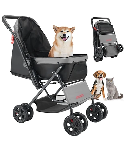 Cozito 4-Wheel Pet Stroller with Reversible Handle, Holds up to 44 lbs
