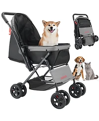 Cozito 4-Wheel Pet Stroller with Reversible Handle, Holds up to 44 lbs