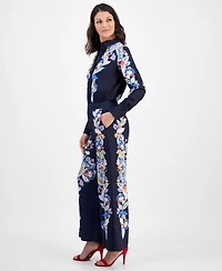 T Tahari Women's Floral Placement-Print Pull-On Pants