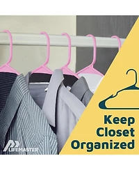 Lifemaster pink plastic hangers with nonslip grooves and spacesaving design, hold up to 5 lbs ideal for clothes, dresses & coats pack of 120.